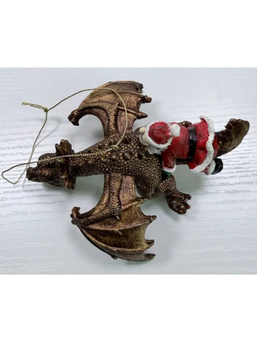 Santa Riding Bronze Dragon Ornament Fantasy Christmas Decoration Mythical